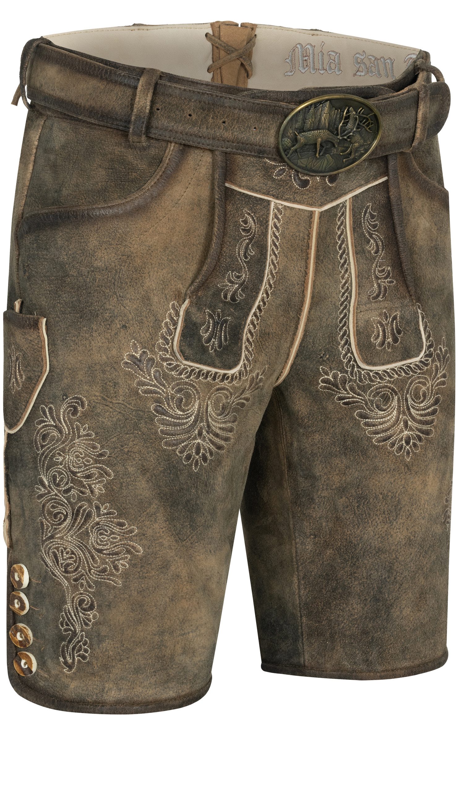 Trachtenlederhose Lederhose kurz Thor in Antik von Nübler