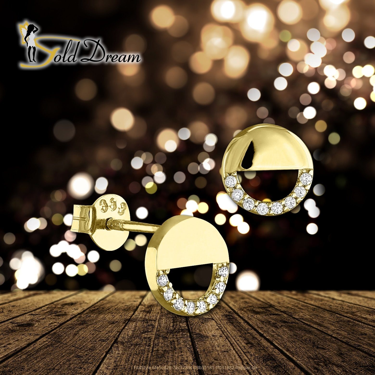 GoldDream Paar Ohrstecker GoldDream 333 GelbGold Ohrringe Zirkonia (Ohrstecker), Damen Ohrstecker Rund aus 333 Gelbgold - 8 Karat, Farbe: gold, weiß