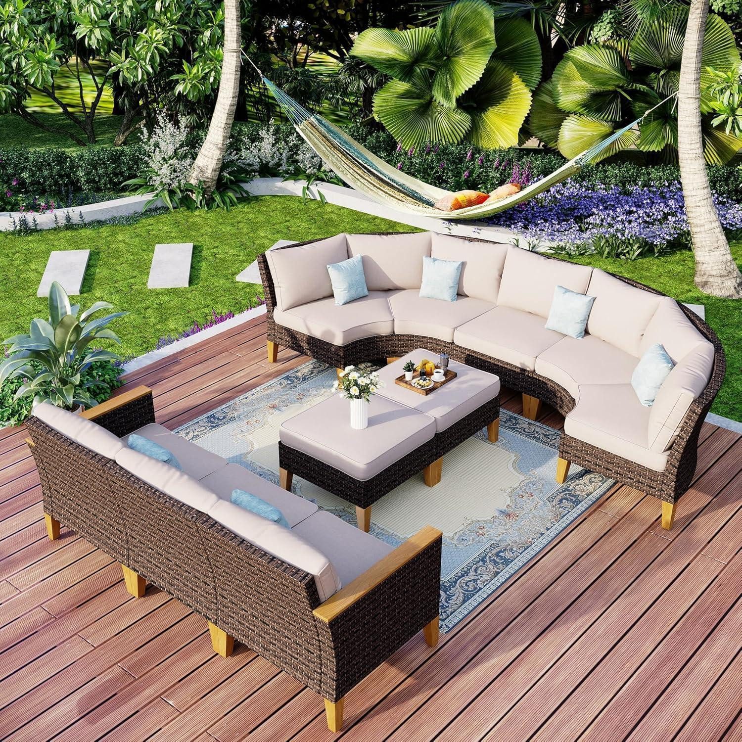 Loungeset Lounge Set Polyrattan Gartenmöbel Sitzgruppe Rippen Cr006-9-10_i1