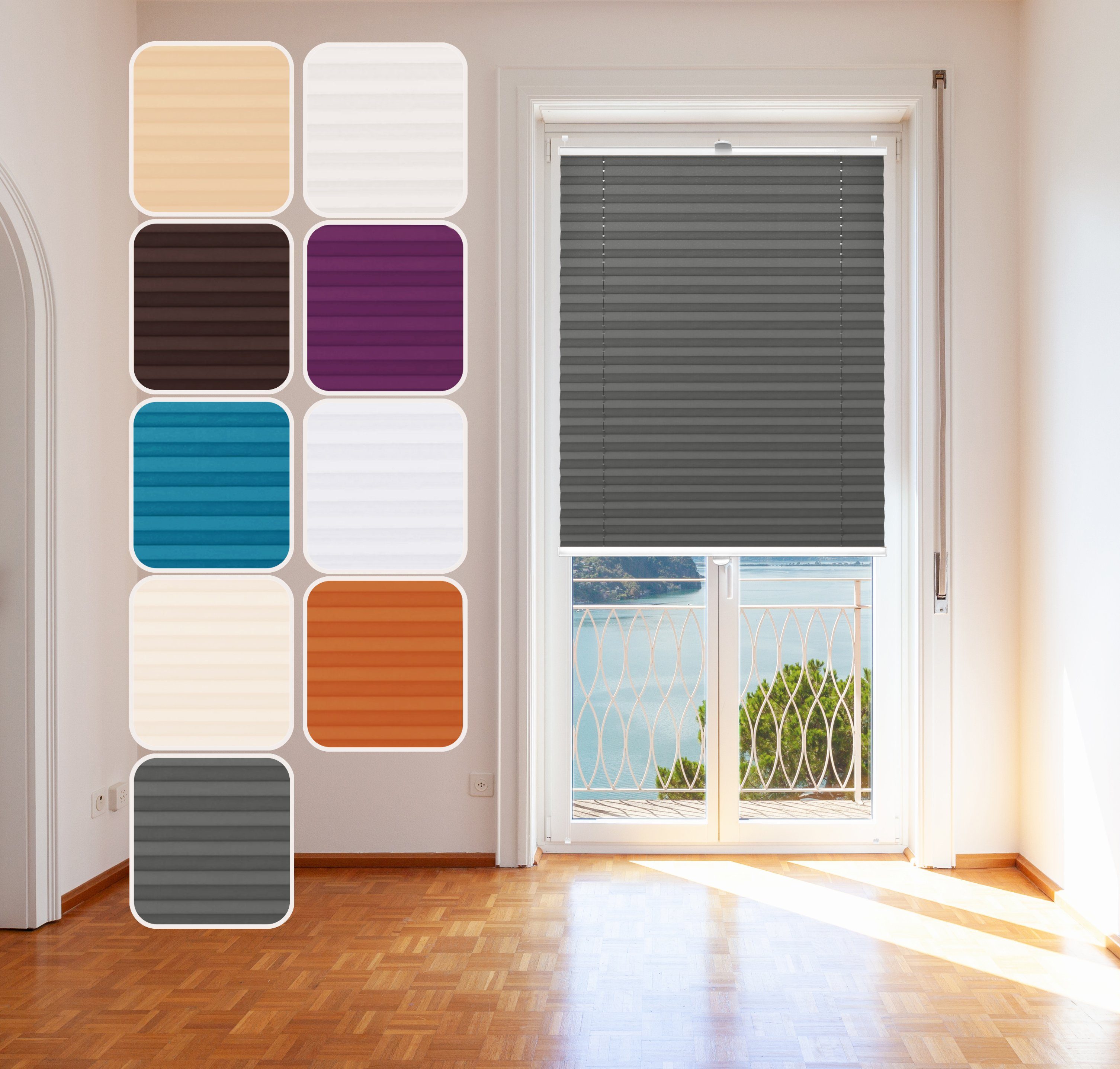 DomDeco Plissee 45x100 cm Anthrazit, ohne Bohren, Klemmfix, Sicht- und Sonn günstig online kaufen