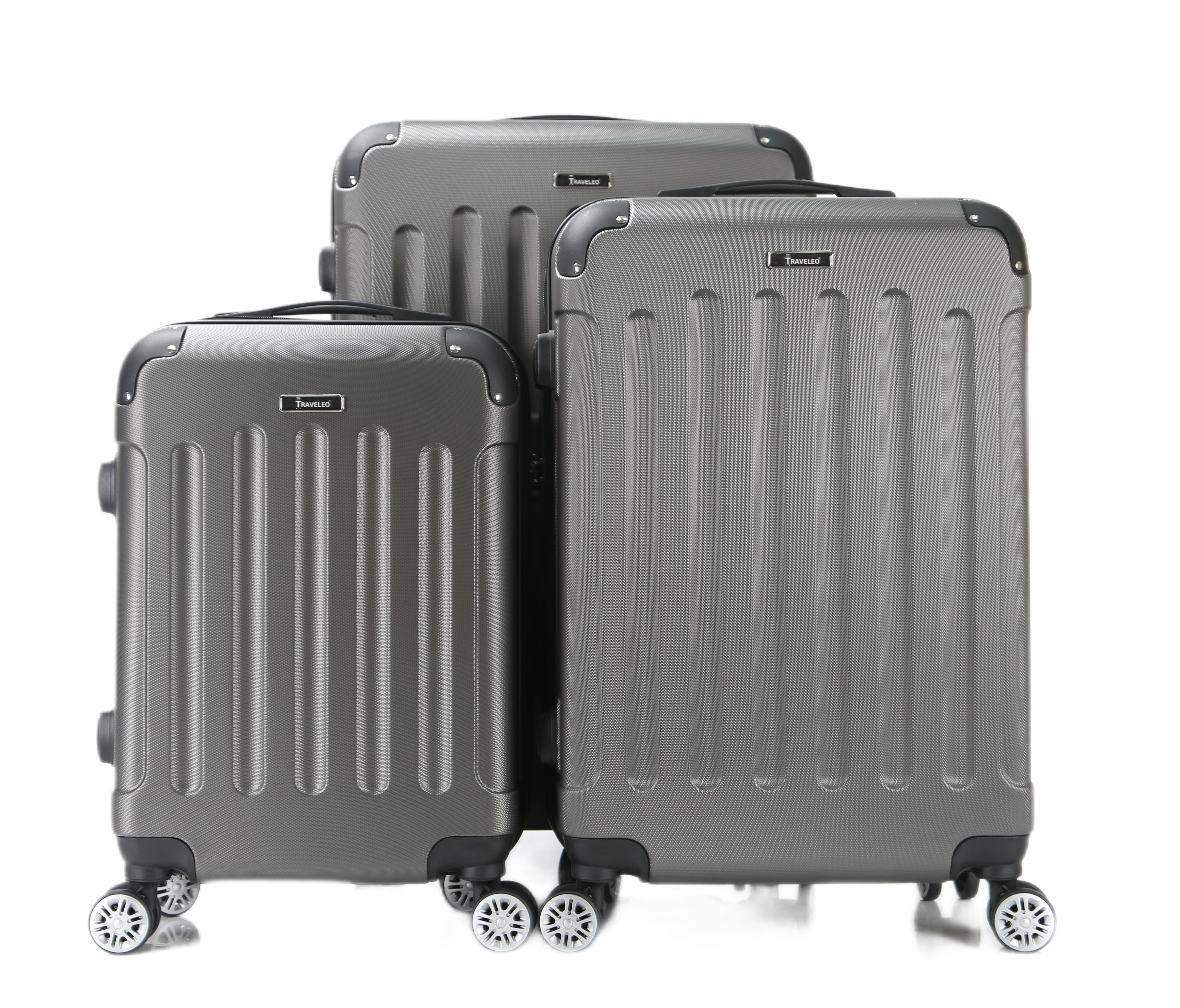 Koffer Reisekoffer Set Handgepäck, Kofferset Grau Trolley 3 Cheffinger Kofferset tlg) (3 tlg Hartschale