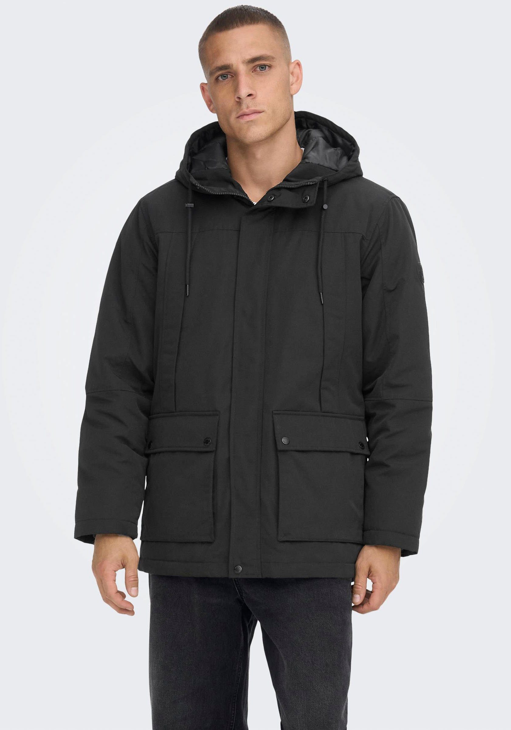 ONLY & SONS Langjacke ONSJAYDEN PARKA NOOS OTW VD Black