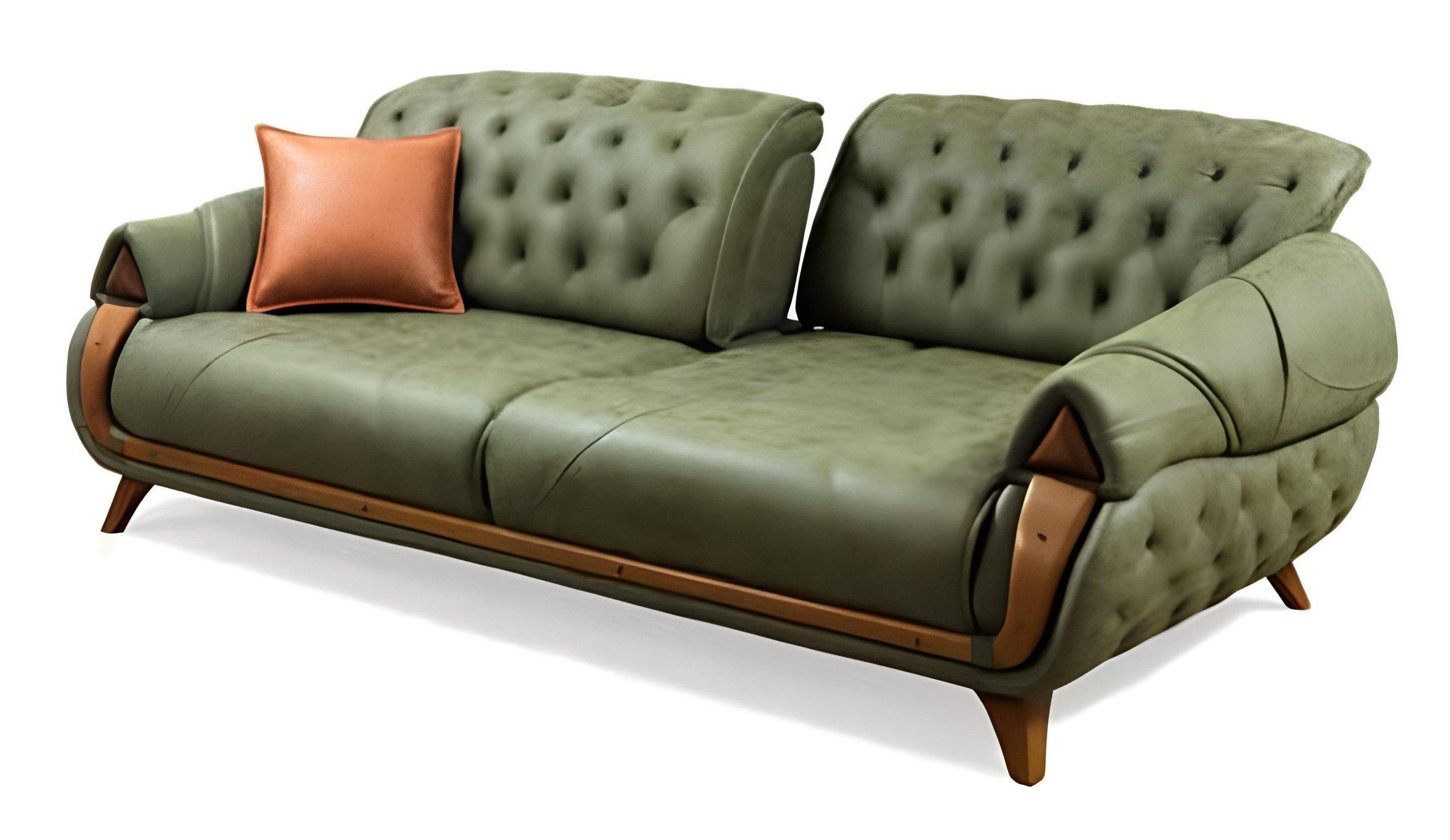 Xlmoebel 3-Sitzer Ledersofa im klassischen Design für elegantes Wohnen, Hergestellt in Europa