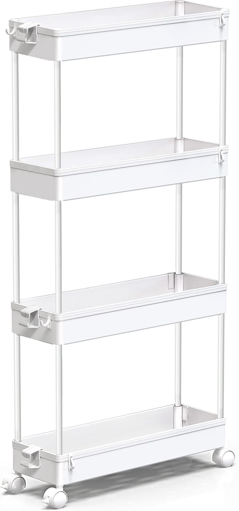 SPACEKEEPER Servierwagen 4-stöckiger schmaler Rollwagen, Badorganizer, Küchenorganizer, (1 St), Mobiler Aufbewahrungswagen für enge Nischen, Küche & Wäscherei
