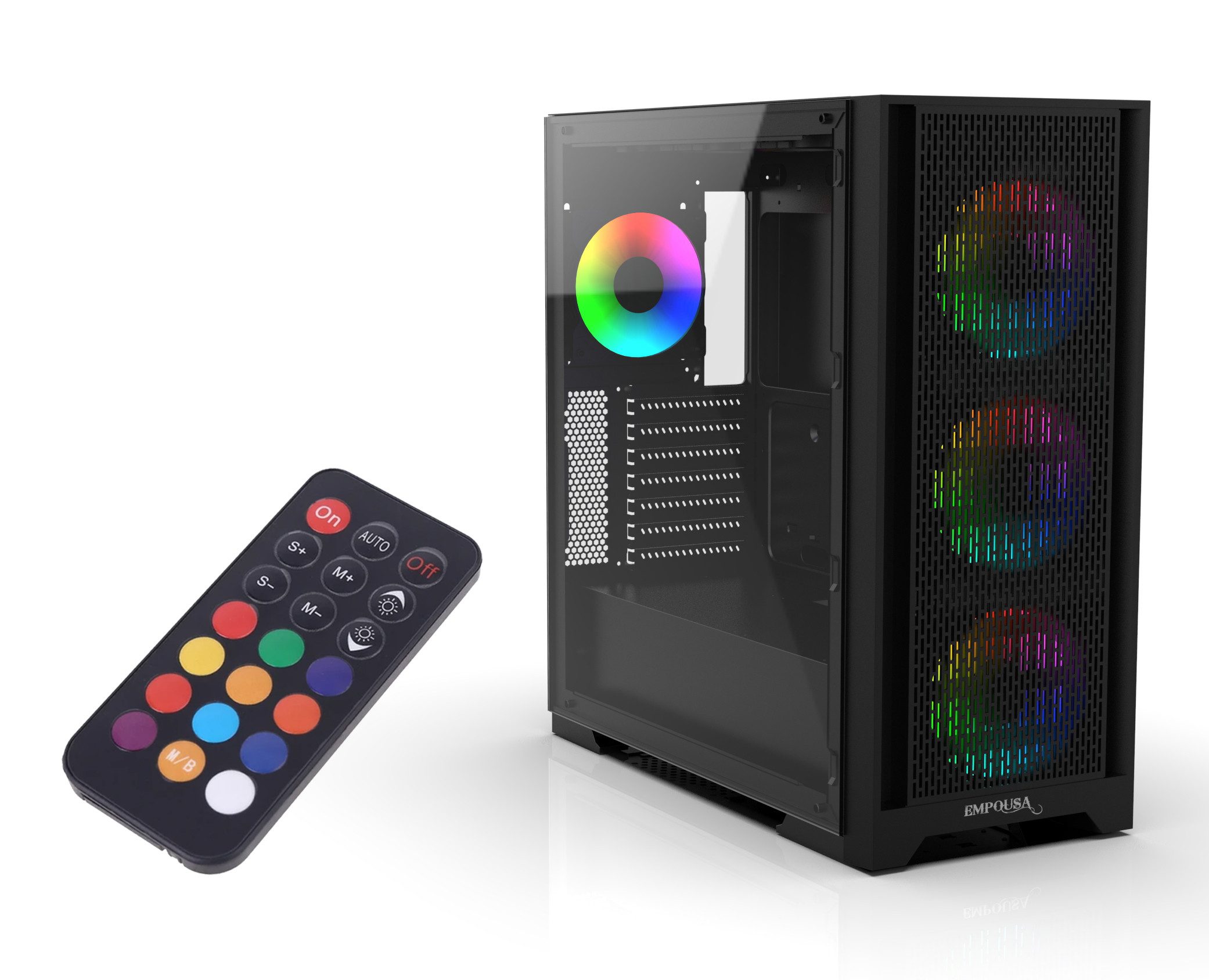INCA Gaming-Gehäuse EMPOUSA Premium Computer CASE EMG-17XB mit ARGB-Lüfter Fernbedienung