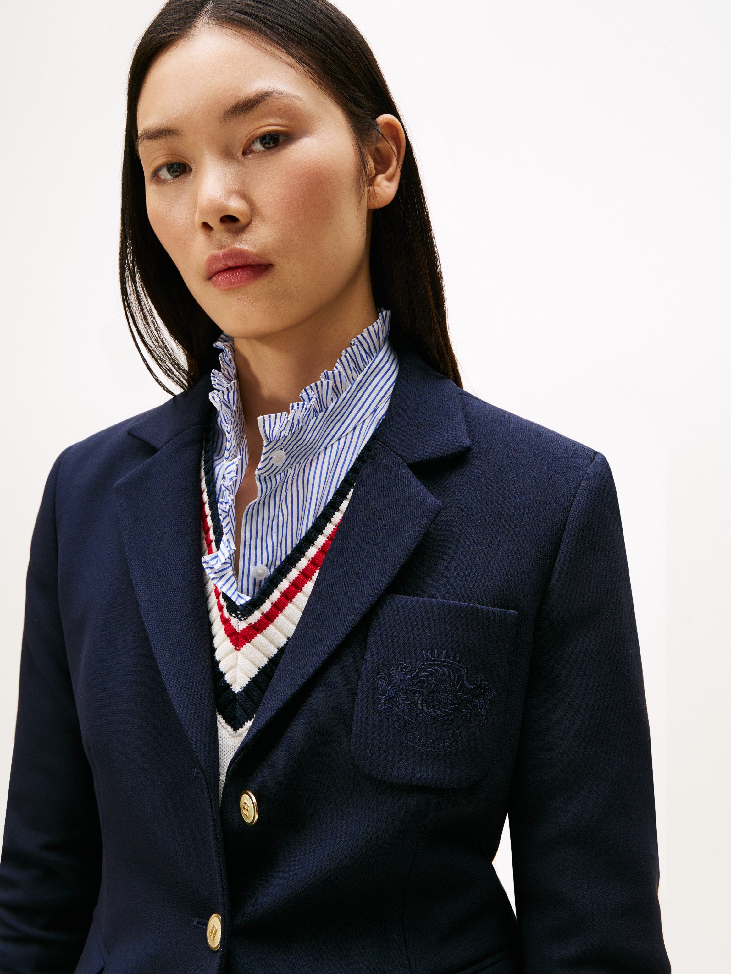 Tommy Hilfiger Kurzblazer PUNTO TONAL CREST SLIM BLAZER günstig online kaufen