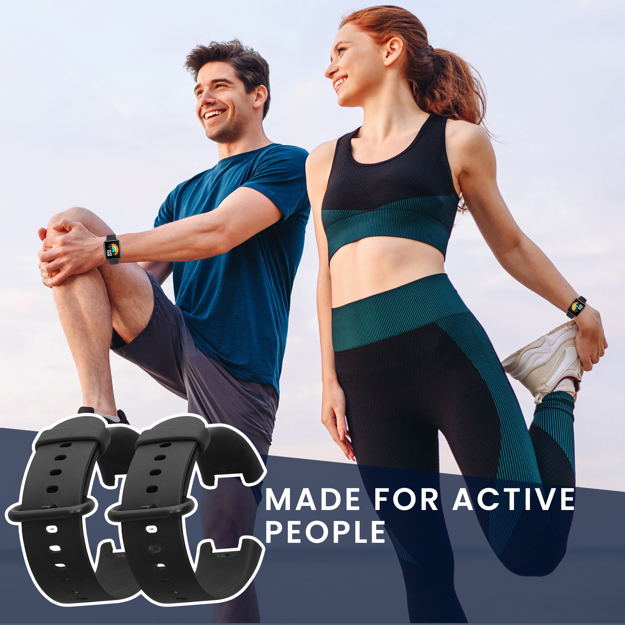 kwmobile 2x Uhrenarmband für Xiaomi Mi Watch Lite / Redmi Watch Armband Smartwatch, 2-tlg., Fitnesstracker Band Set aus TPU Silikon - Ersatzarmband Smartwatch