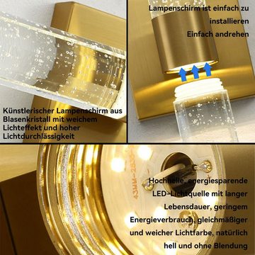 Welikera Wandleuchte 12W Kristall Wandlampe für Wohnzimmer, Schlafzimmer,46*11.5*10 cm