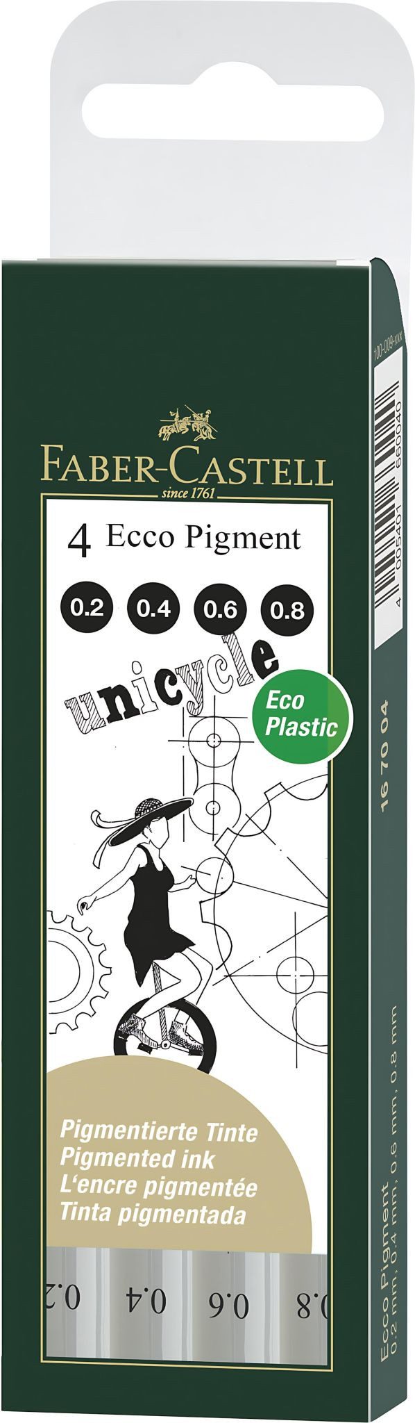 Faber-Castell Tintenroller Faber Castell Tintenschreiber Ecco Pigment 0,2/4/6/8 mm sw