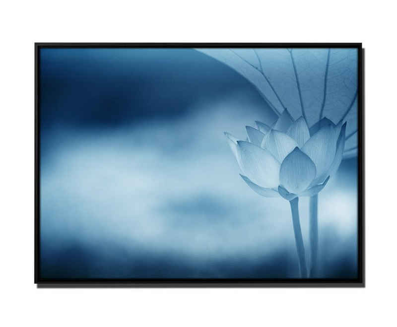 Sinus Art Leinwandbild 105x75cm Leinwandbild Petrol Nahaufnahme Lotusblüte