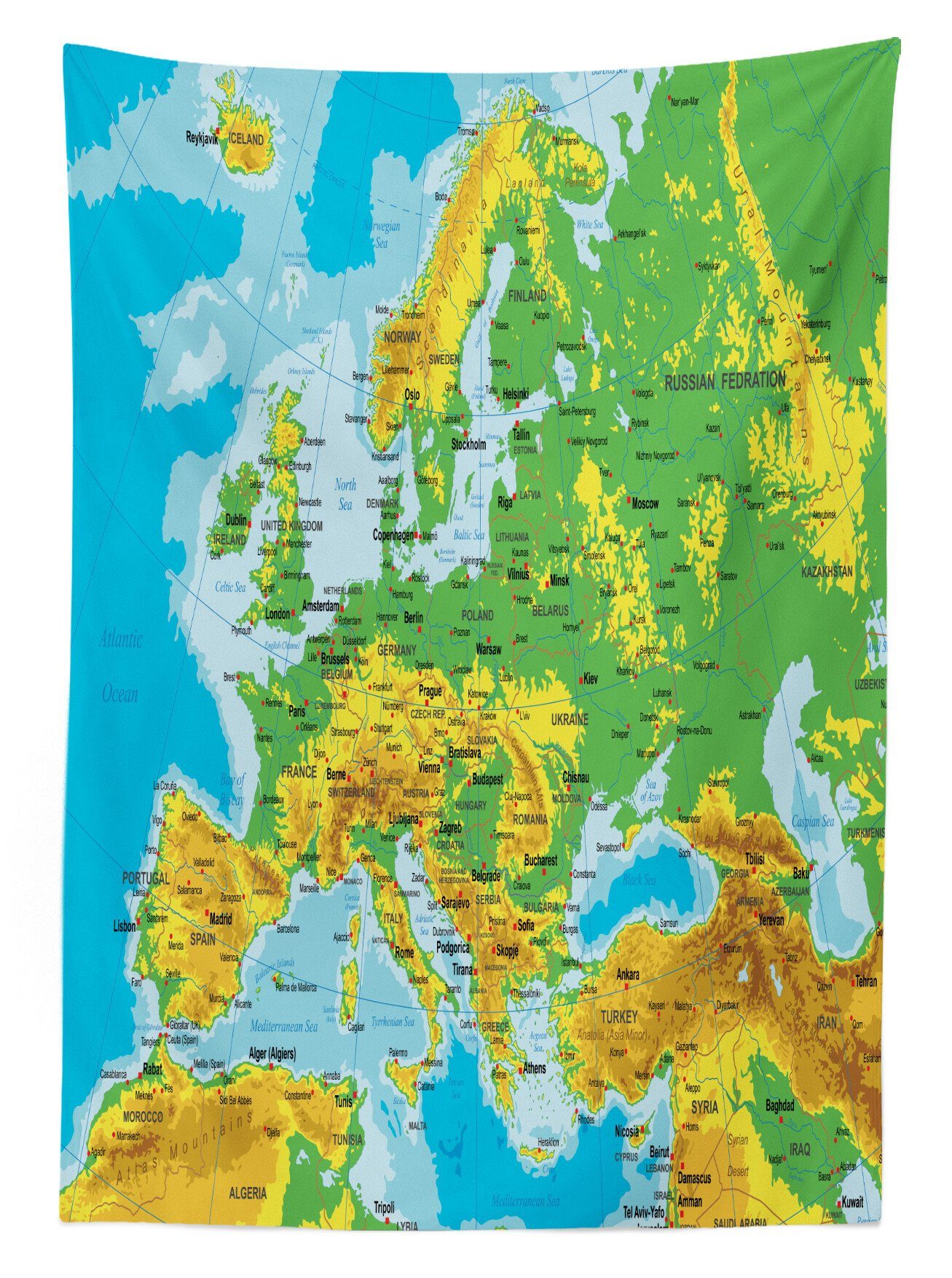 Tischdecke Abakuhaus den geeignet Polen Europa Farbfest Hoch Farben, Waschbar detaillierte Für von Karte Bereich Klare Außen