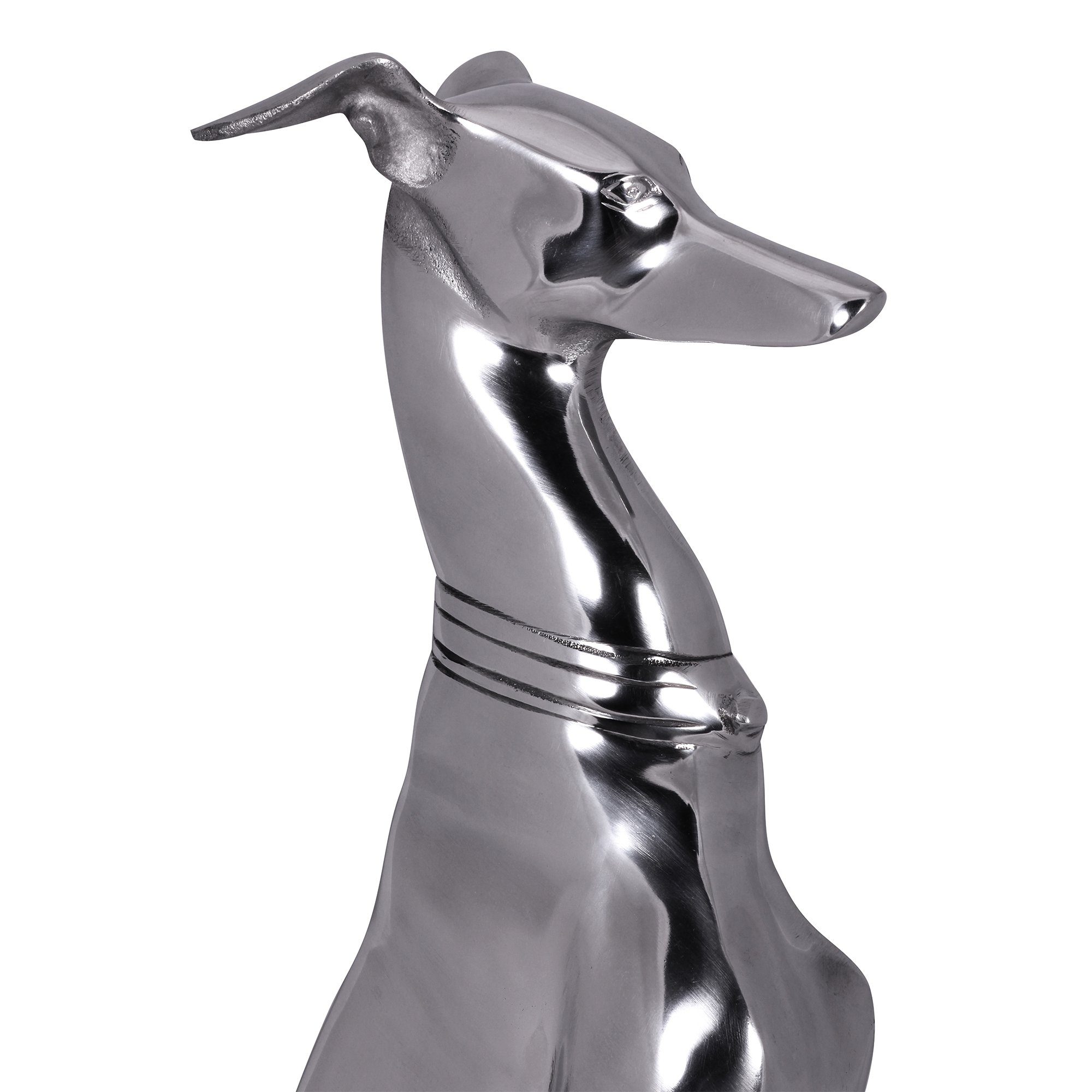 Tierfigur Metall Dekoration Modern), Hundefigur Skulptur Aluminium 18x70x25cm (Windhund Hundestatue Silber FINEBUY FB37863 Groß,