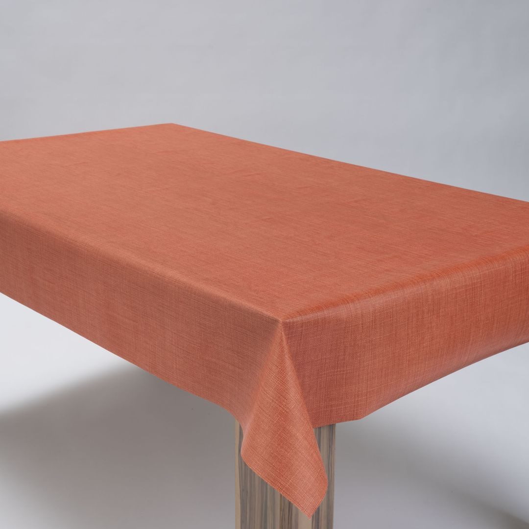 laro Tischdecke Wachstuchtischdecke Uni Leinen Terrakotta PVC Eckig
