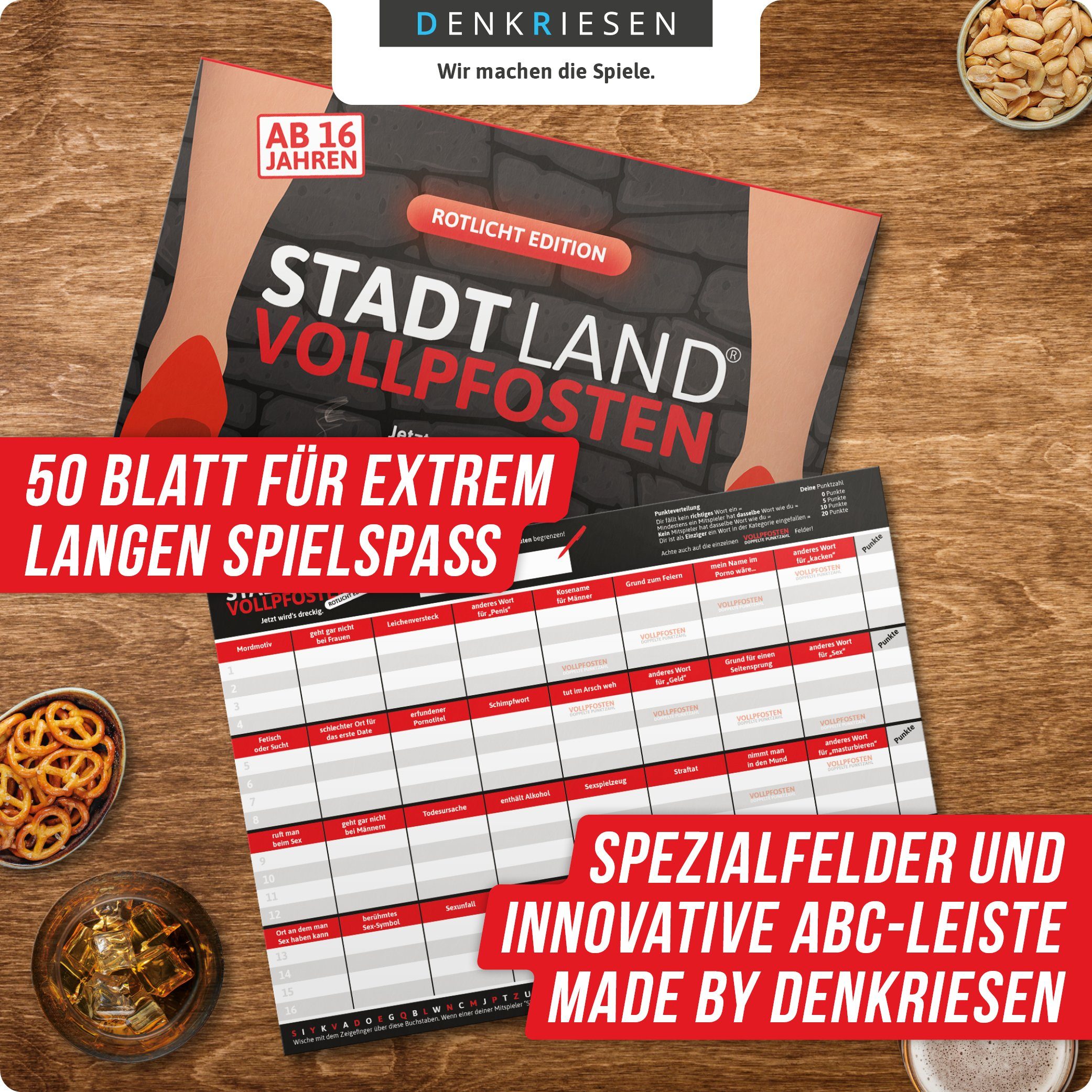 Denkriesen Spiel, Jahren LAND - STADT 16 Rotlicht Edition, VOLLPFOSTEN ab