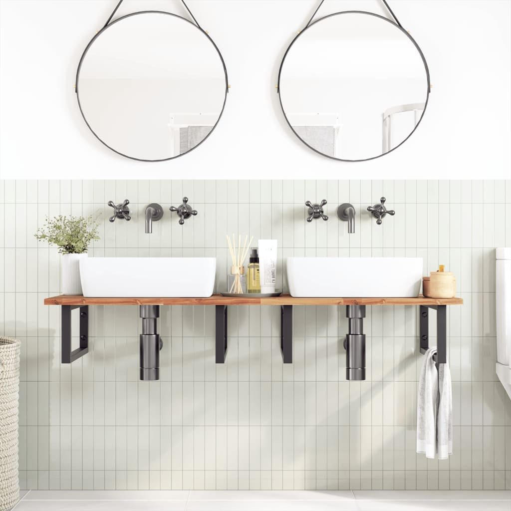 vidaXL Badezimmerspiegelschrank Waschtischplatte Ölbeschichtung 160x50x2 cm Massivholz (1-St)