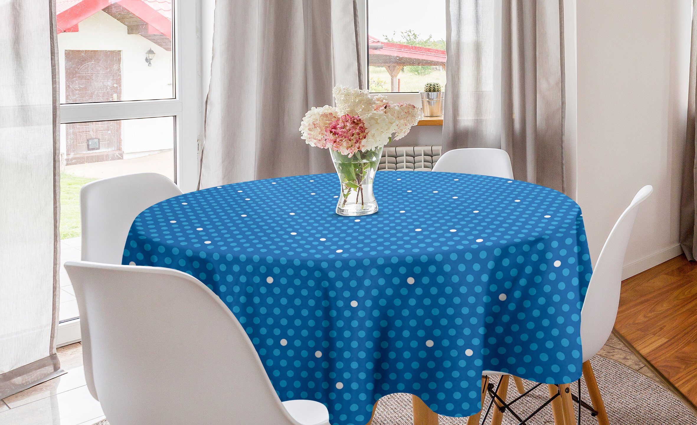 Küche Blau Bold für Esszimmer Tischdecke Dekoration, Abakuhaus Kinder Tupfen Abdeckung Retro Tischdecke Kreis