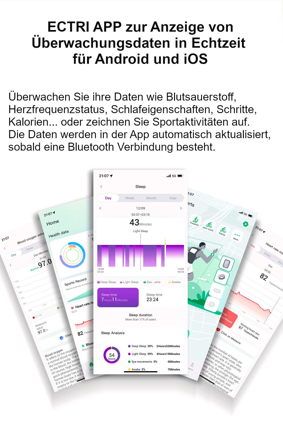 Beafon Activity Tracker felixx Smart Ring SR6-Schwarz-Größe 11, Bluetooth