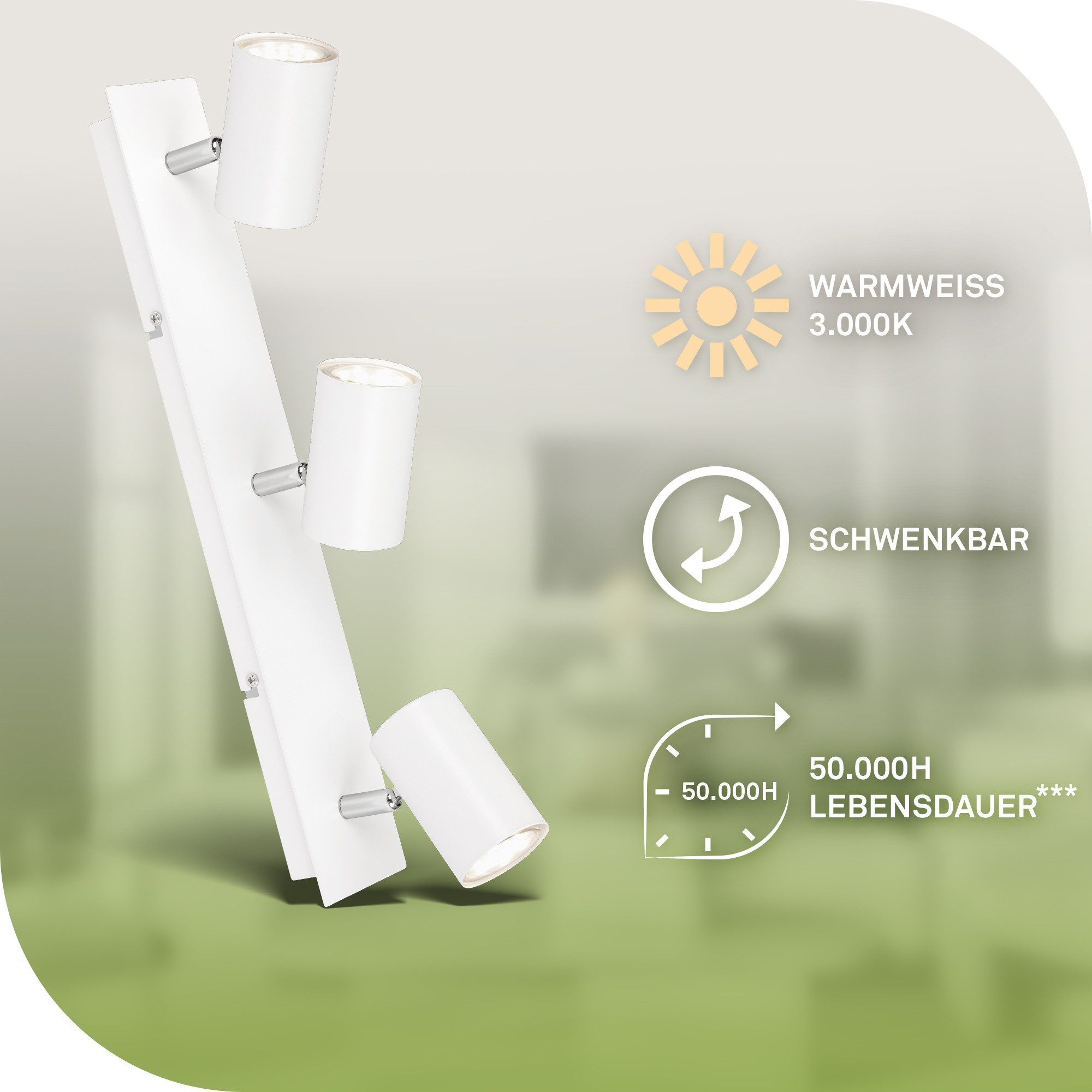 Briloner Leuchten Deckenspot LED Wandlampe Innen Wohnzimmer GU10, Energieeffizient inkl. Leuchtmittel, ohne Leuchtmittel, 2700K - Extra - Warmweiß, Wandlampe, 12x8x12,3cm, Schwarz, max.40W, GU10, Innen, Wohnzimmer