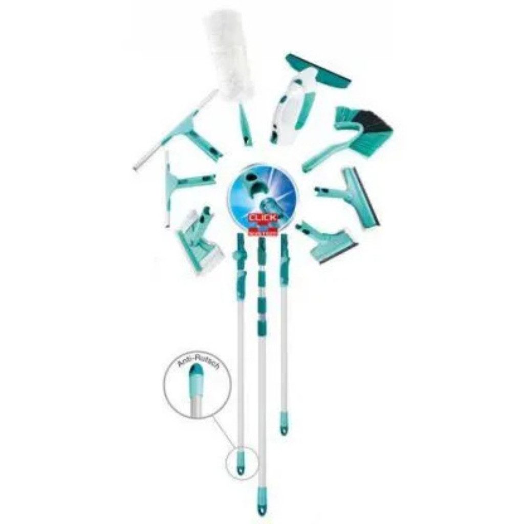Leifheit Teleskopstiel LEIFHEIT Teleskopstiel Click System, (Packung, 1-St., LEIFHEIT Teleskopstiel Click System), Ausziehbar & drehbar für höchste Flexibilität