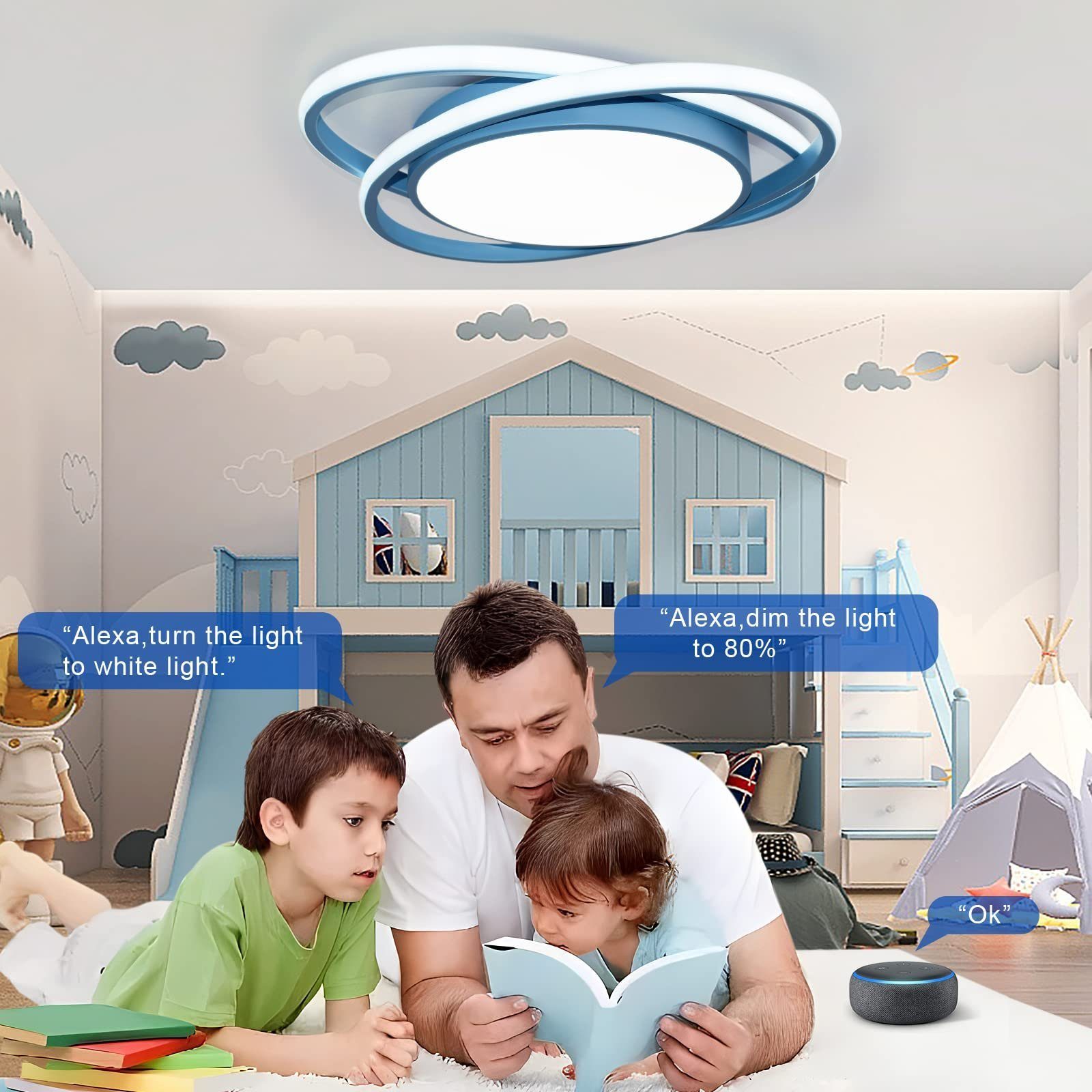 Alexa LED JDONG Warmweiß, & Farbtemperatur Deckenleuchte Mit integriert, Kompatibel Kaltweiß, Tageslichtweiß, Fernbedienung Google Neutralweiß, Einstellbar LED mit fest Home,