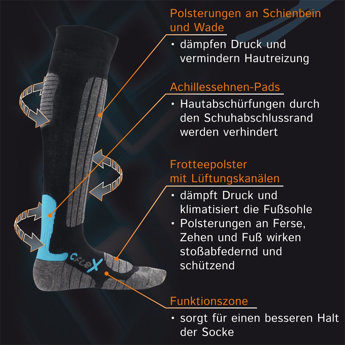 CFLEX Skisocken High Performance Ski- & Snowboard Socken für Damen & Herren