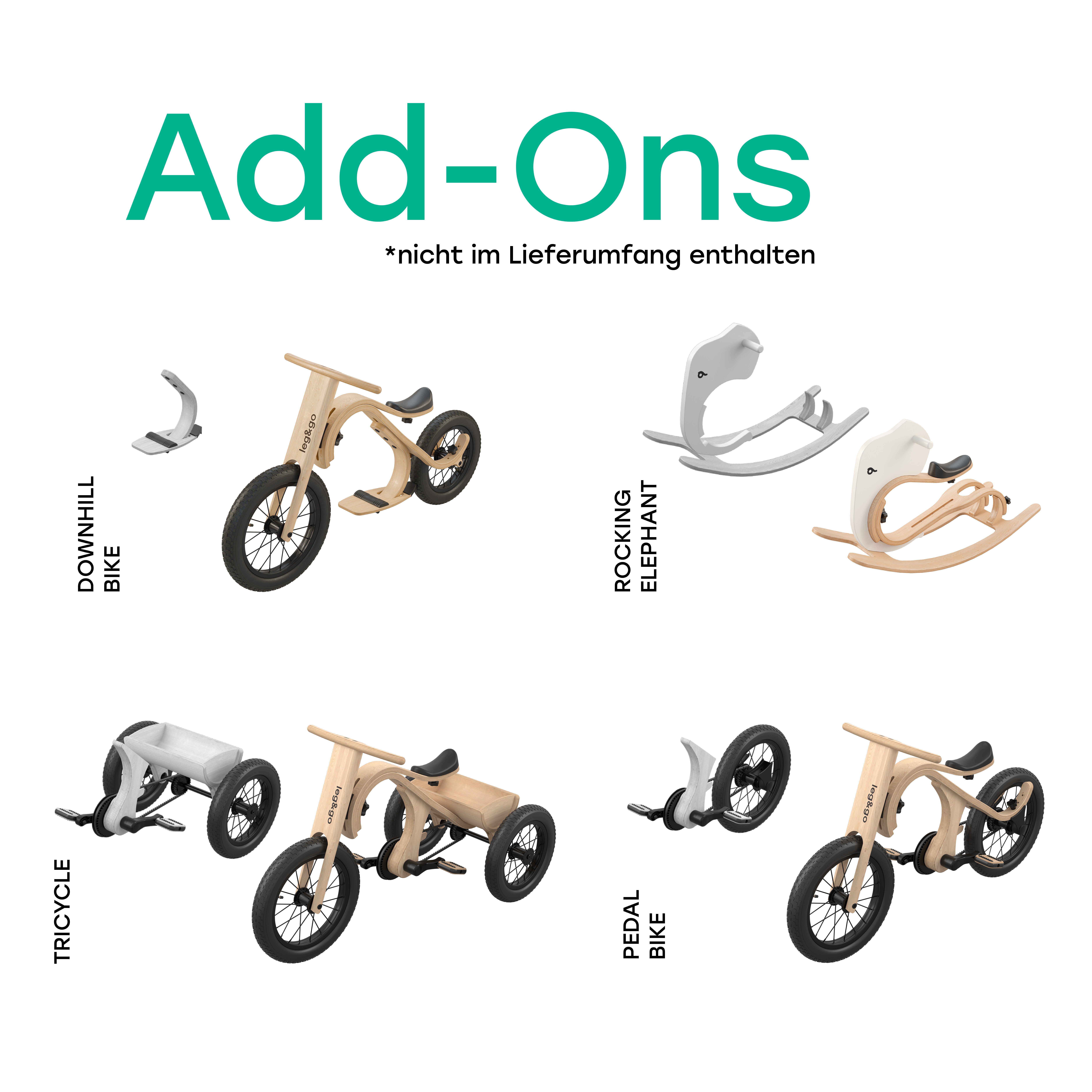 Spielzeug Laufräder leg&go Laufrad Mitwachsendes und Modulares Holzlaufrad für Kinder
