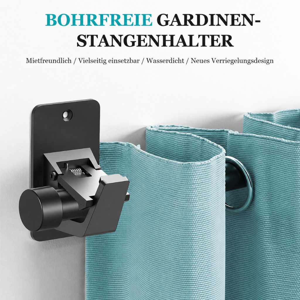 Diwzbyn Gardinenstangenhalter Gardinenstangenhalter Selbstklebend, Ohne Bohren, 2er/4er Set, Starke Klebekraft für Bad, Küche & Schlafzimmer – Bild 3 von 5