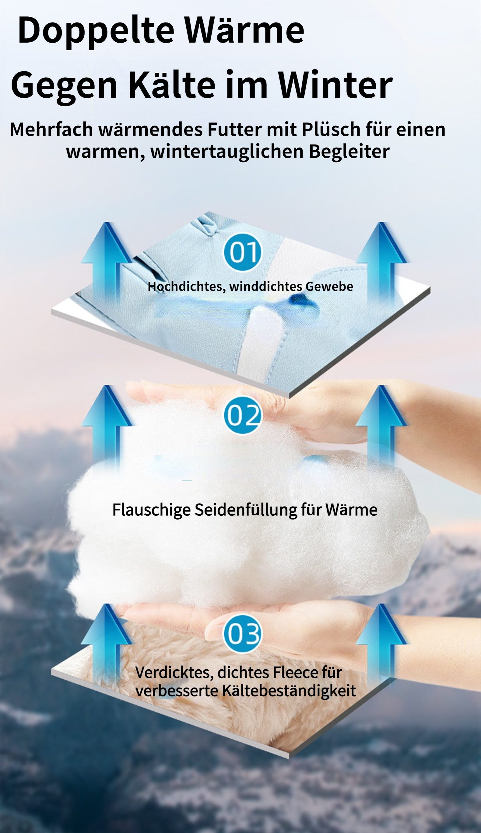 Blusmart Skihandschuhe Winter-Skihandschuhe für Herren und Damen (Warme, dicke Fleece-Handschuhe, winddicht und rutschfest, 5-Finger-Touchscreen, präzises Ansprechverhalten) Outdoor-Fahrradhandschuhe für Herren und Damen