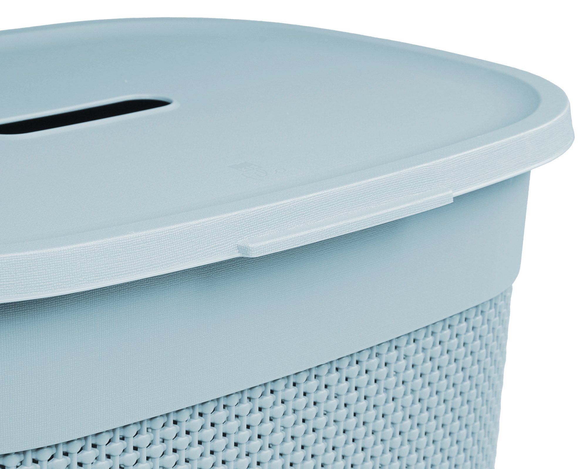 Wäschekorb neues Liter, 55 ONDIS24 edle Blau italienisches Verarbeitung Wäschebox Design, aus gut belüftet, Kunststoff Filo