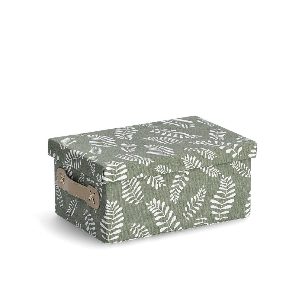 Zeller Present Aufbewahrungsbox Leaves, Baumwolle/Polyester, grün, ca. 28 x 19 x 13 cm