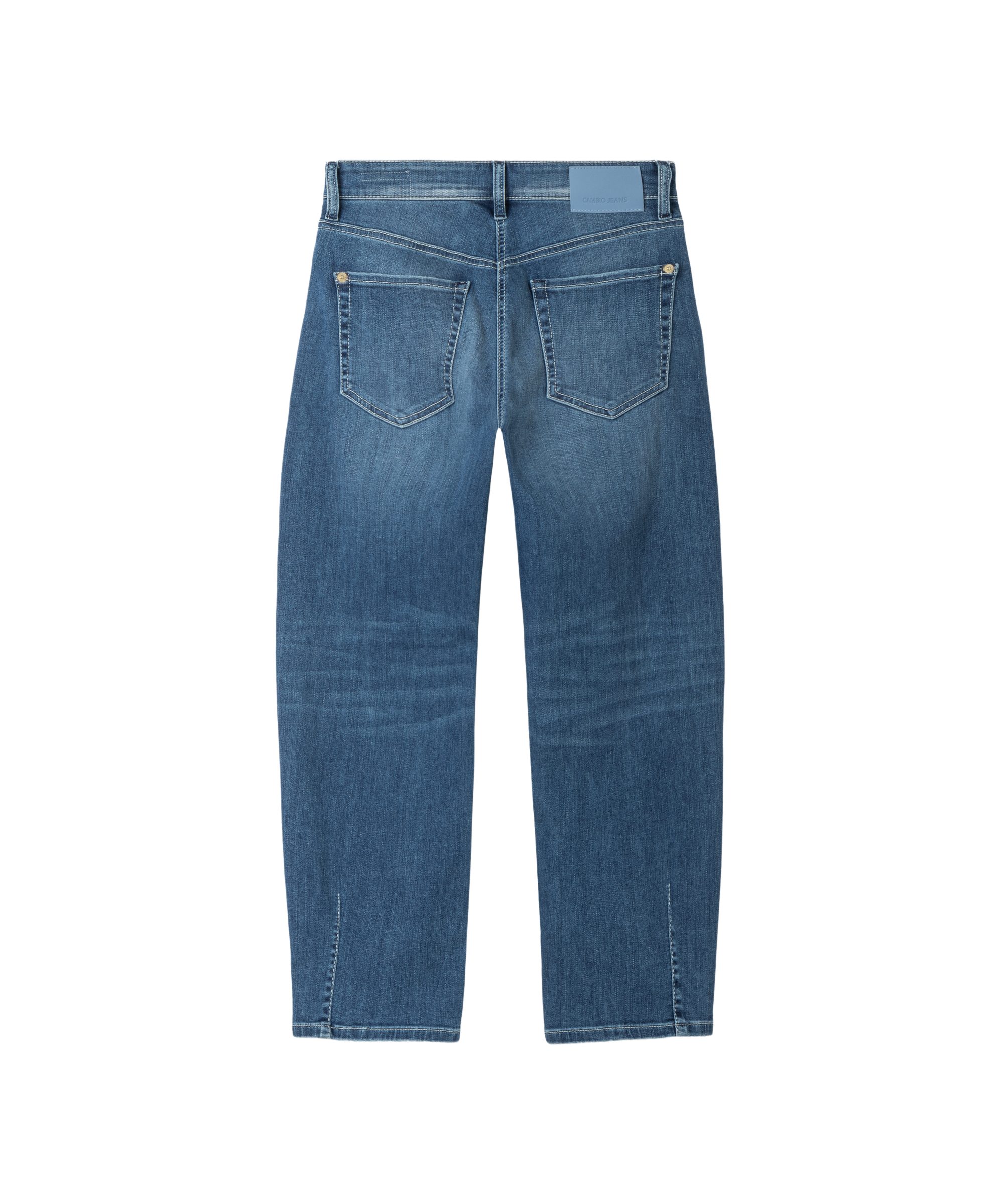 Cambio Stretch-Hose blau, Casual, Baumwolle, Unifarben, Barrel Fit, Mittel