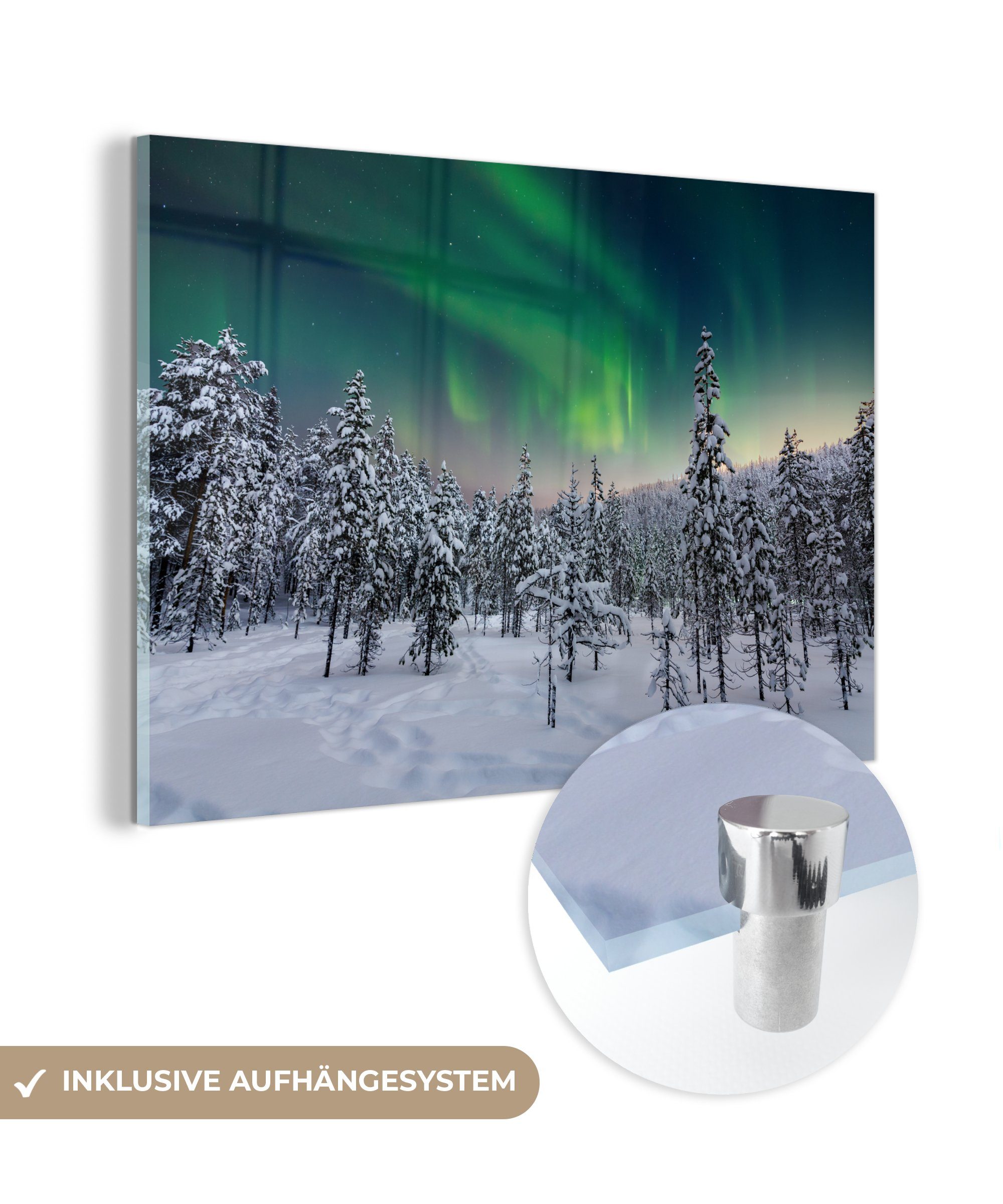 MuchoWow Acrylglasbild Winterlandschaft in Finnland, (1 St), Acrylglasbilder Wohnzimmer & Schlafzimmer | Bilder