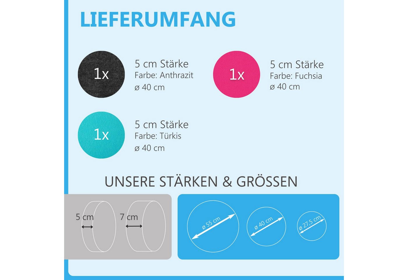 Thumbnail - platino24 Wandpaneel 3 Akustik Schallabsorber aus Basotect ® G+ / Kreis Ø 40 cm Multicolore