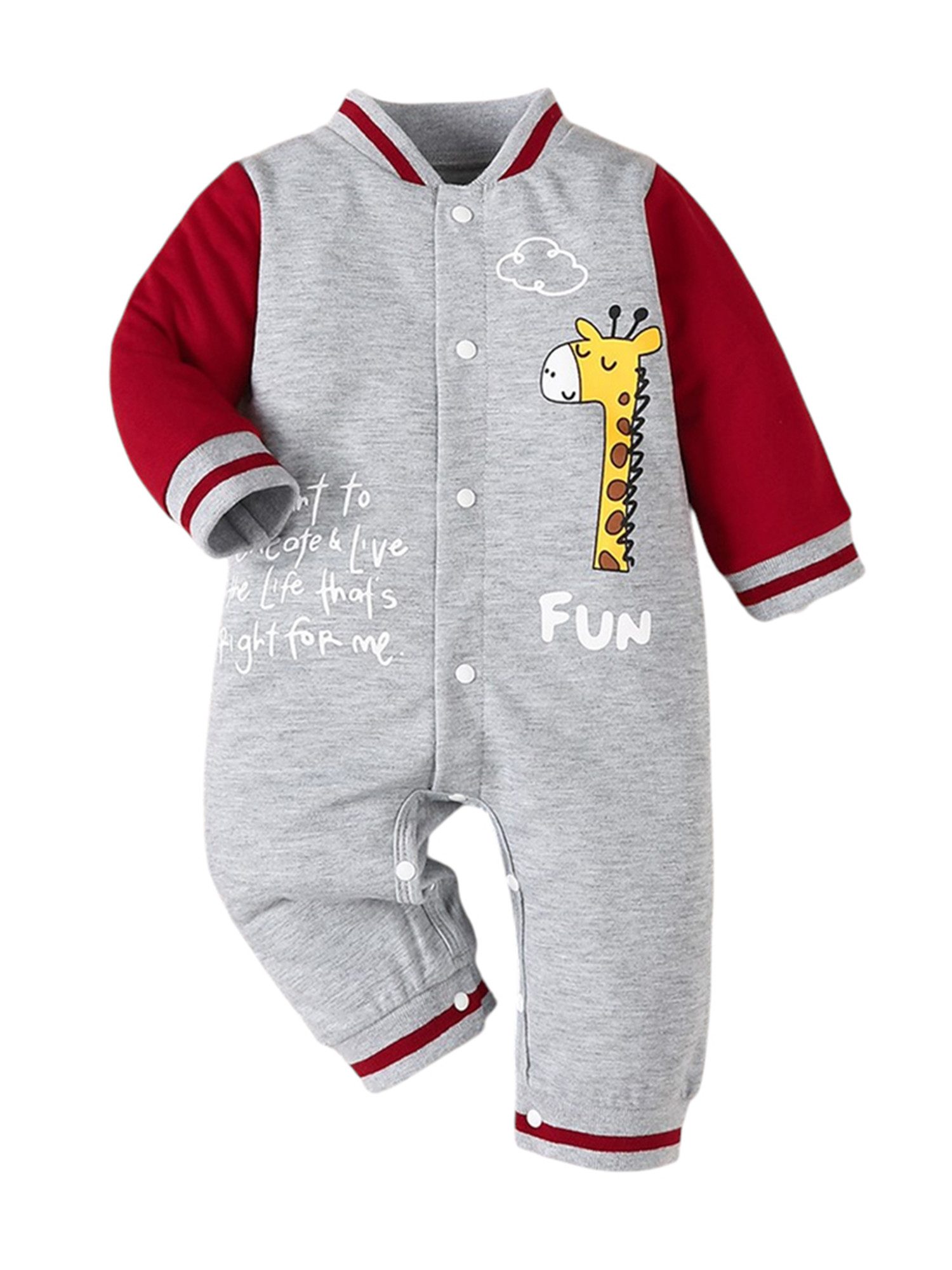 Lapastyle Ползунки Lässiger Langarm Overall Outfits für Baby Jungen mit Giraffendruck (1-tlg) Klassische Kontrastfarbe, Herbst-Baseballuniform-jumpsuit