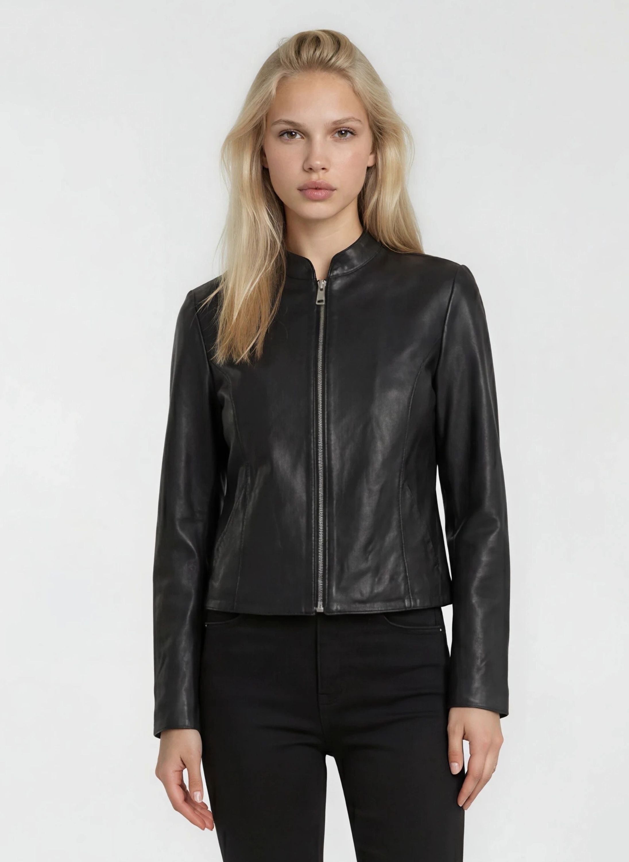 trueprodigy Lederjacke Kami durchgehender silberner Reißverschluss und Steh günstig online kaufen