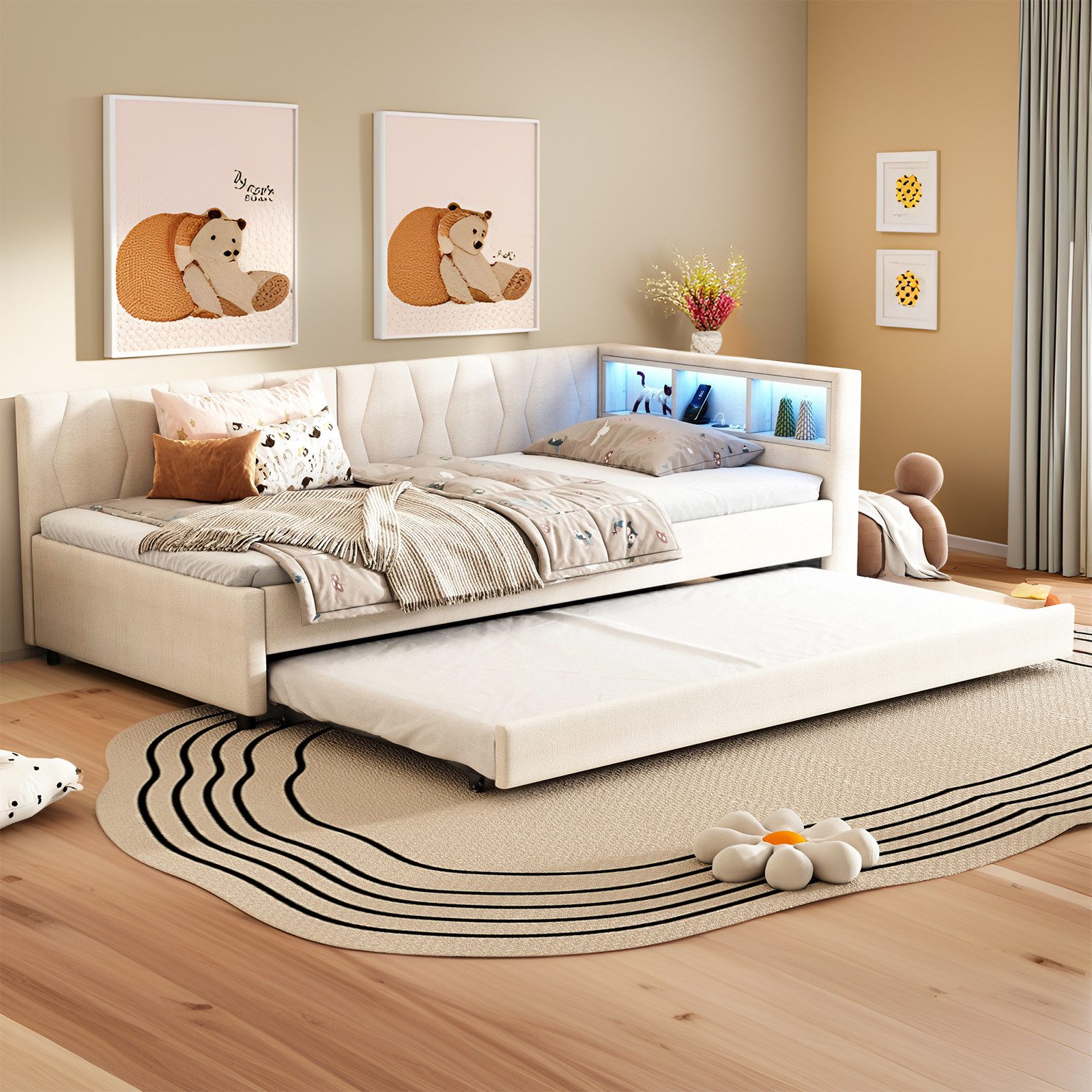 REDOM Schlafsofa Modernes Polsterbett mit LED-Beleuchtung, USB-Ladeanschlus günstig online kaufen