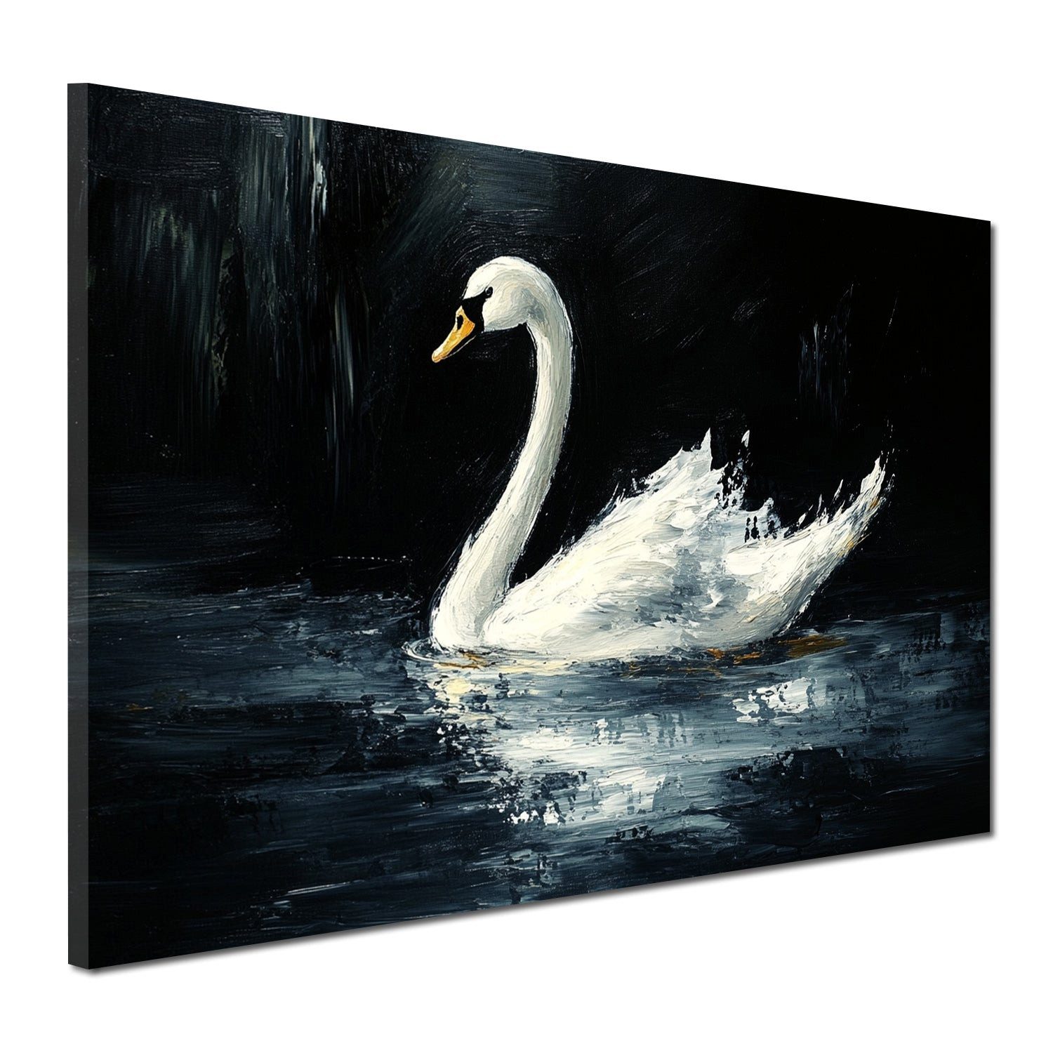 Artedinoi Leinwandbild Weißer Schwan auf dunklem Wasser Eleganz Natur Wandbild Leinwandbild D, Weißer Schwan auf dunklem Wasser