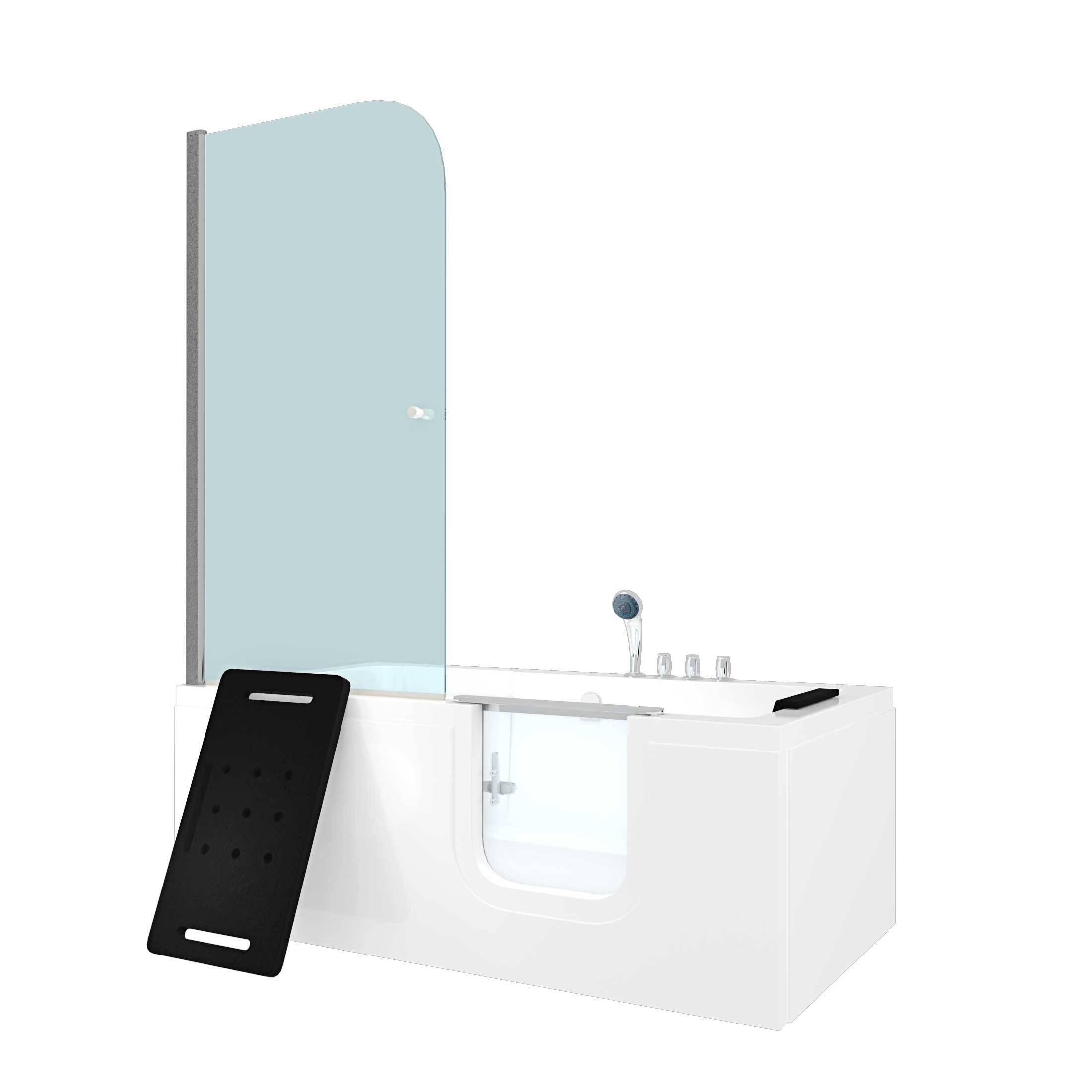 AcquaVapore Komplettdusche Seniorendusche und Sitzwanne Kombination Wanne mit Tür S15D-TH-R-ALL, Sicherheitsglas ESG, inklusive Duschwanne