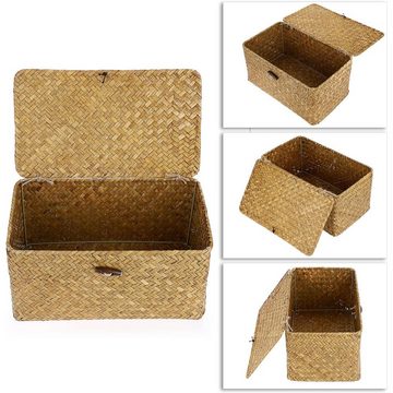 Lubgitsr Aufbewahrungskorb Aufbewahrungskorb Handgewebter Aufbewahrungsbox mit Deckel (1 St)