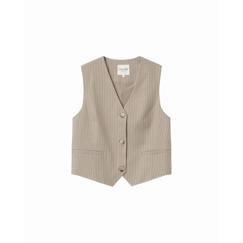 Grace & Mila Kurzweste Striped Waistcoat Sister ? Damen Weste gestreift ? elegante Anzugweste