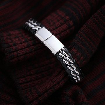 NAHLE Lederarmband elegantes Leder Armband geflochten (inkl. Schmuckbox), aus Leder, mit Magnetverschluss für ein sicheres verschließen