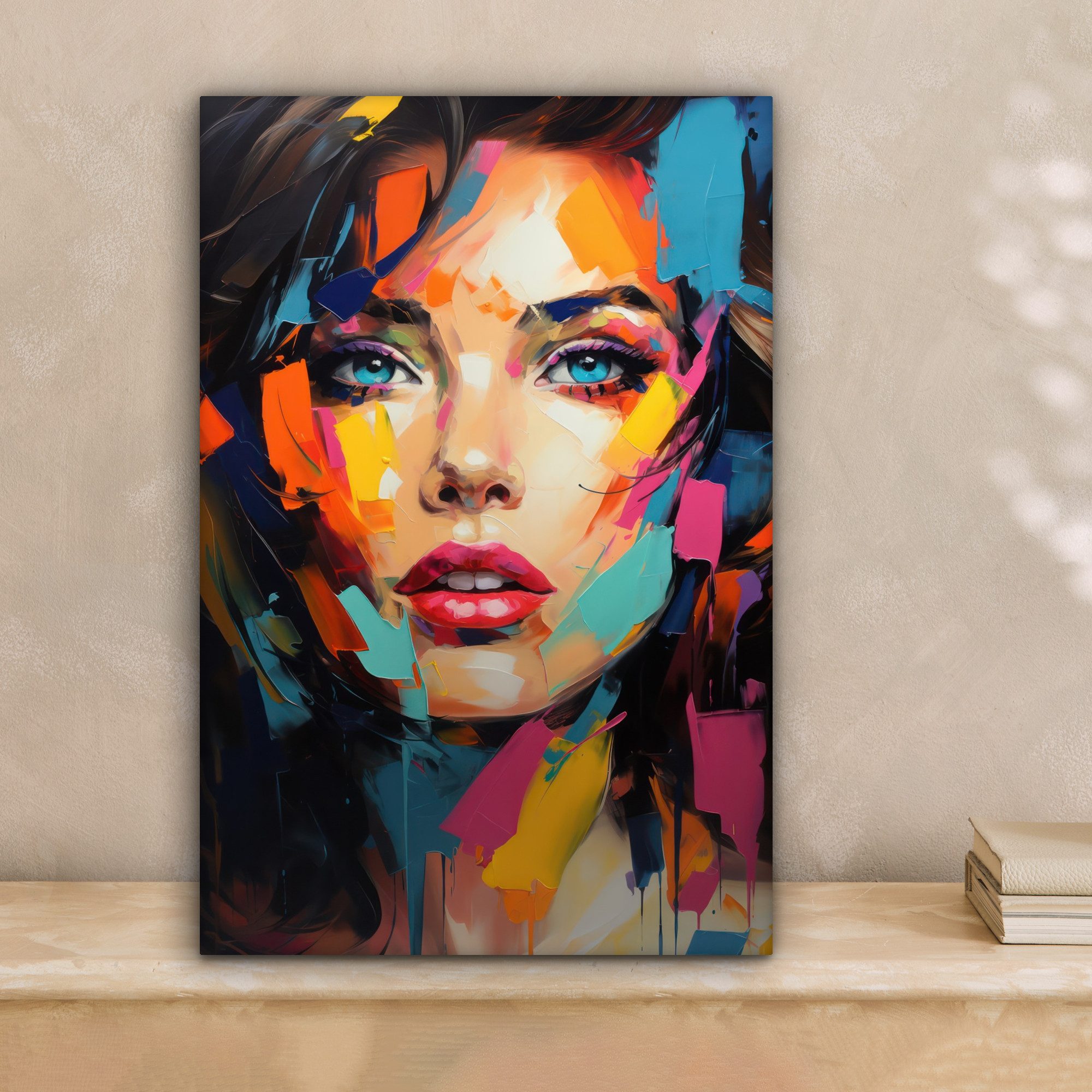 OneMillionCanvasses® Leinwandbild Frau - Porträt - Farbenfroh - Kunst, Foto günstig online kaufen