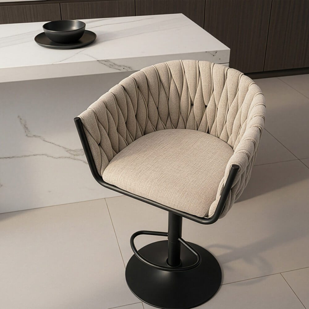 HOME DELUXE Barhocker SAMIR - 83-104 x 53 x 45 cm (2 St), Höhenverstellbar & drehbar, gepolsterter Sitzhocker mit Fußablage – Bild 4 von 5