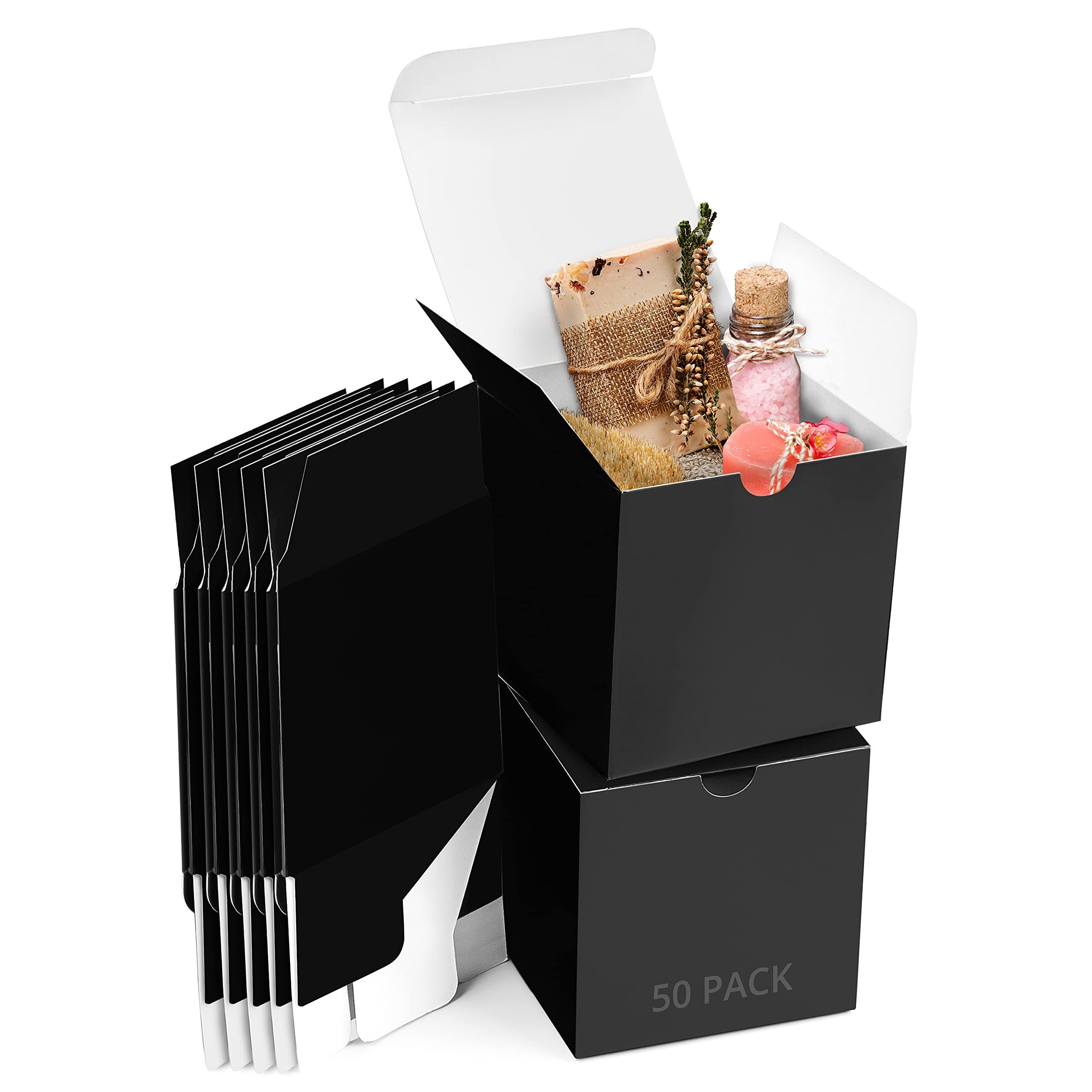 Belle Vous Geschenkbox Belle Vous Schwarze Pappschachteln mit Deckel, Geschenkboxen mit (50 St)