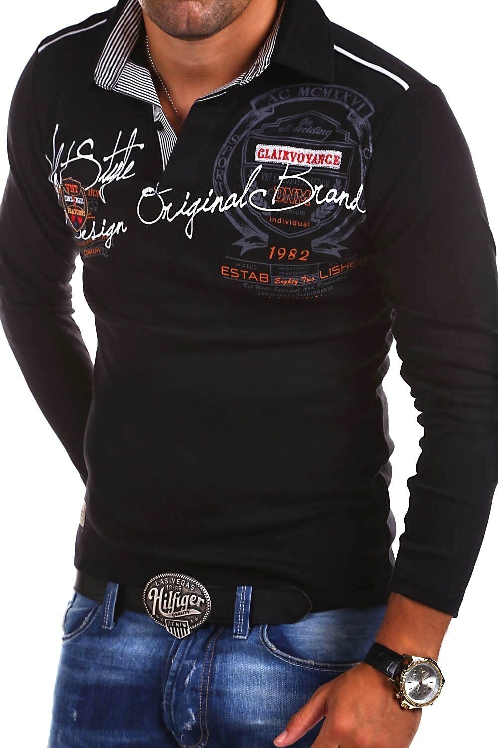 behype Poloshirt Ambition mit Hemdkragen und Prints günstig online kaufen