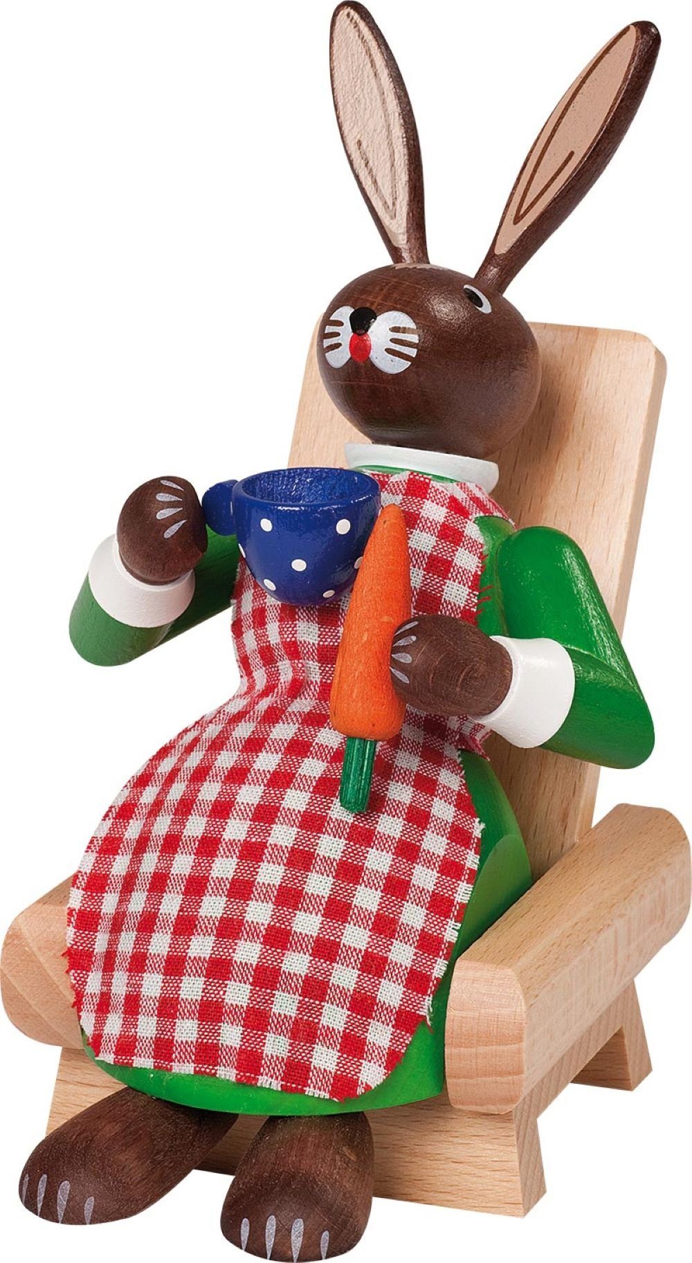 Richard Glaesser Osterhase Häsin Lehnstuhl, Handwerkskunst Erzgebirge original im