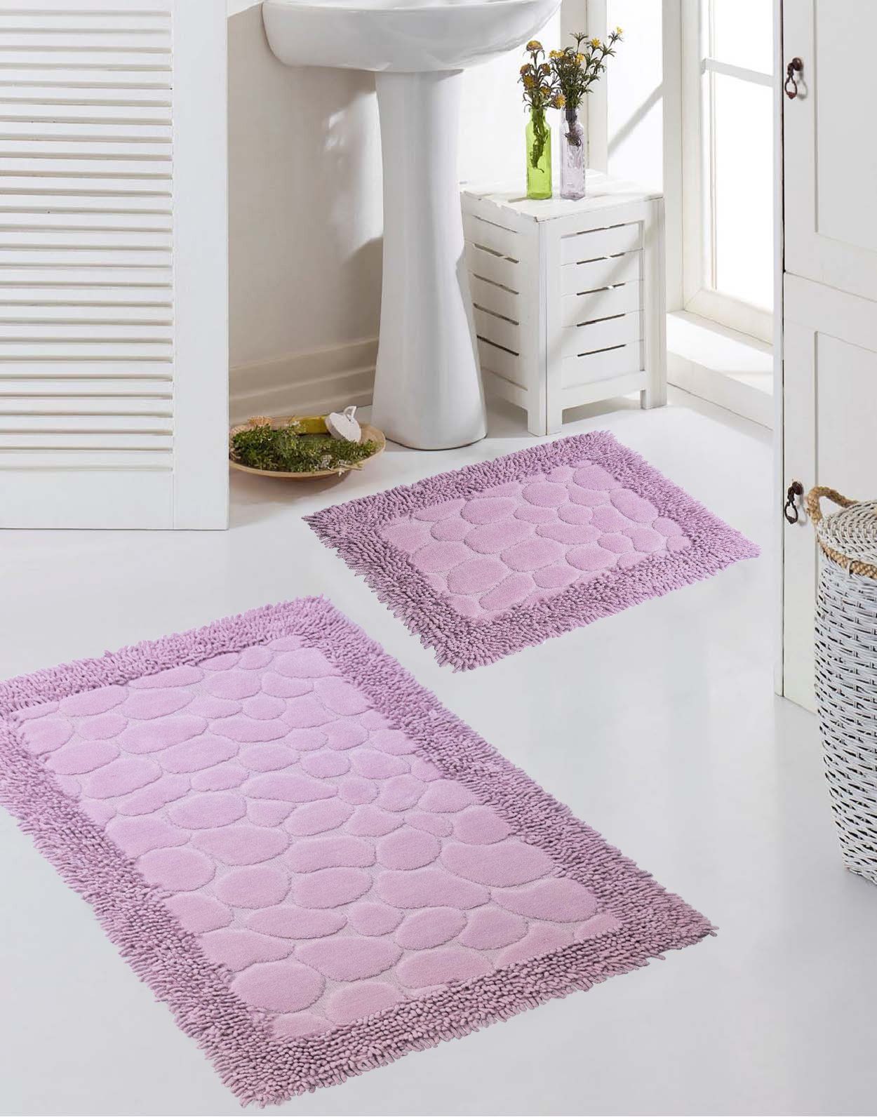 Teppich Badezimmerteppich Set 2 teilig • Steinoptik rechteckig, Teppich-Traum, waschbar lila, waschbar mm, 7,5 • in Höhe