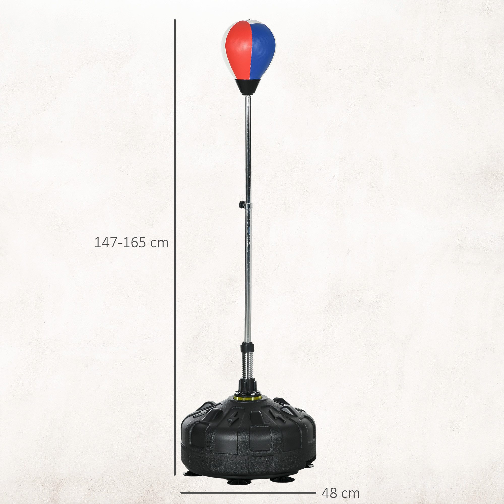SPORTNOW Punchingball Boxball 147-165 cm höhenverstellbarer Standbox-Trainer (Standboxball, 1-tlg., Speedball), für Training, Übung, Schwarz