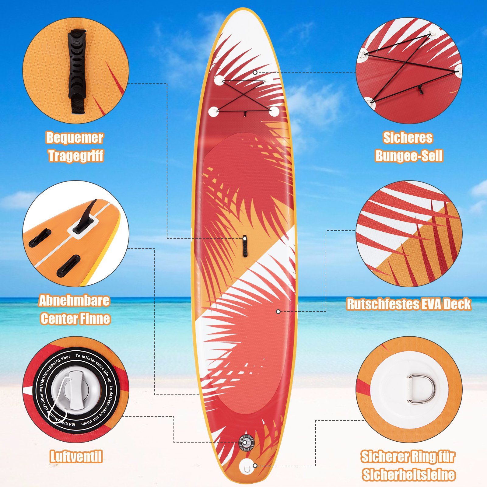 COSTWAY SUP-Board Stand Up 325cm bis mit Board, 170kg, Pumpe Paddle