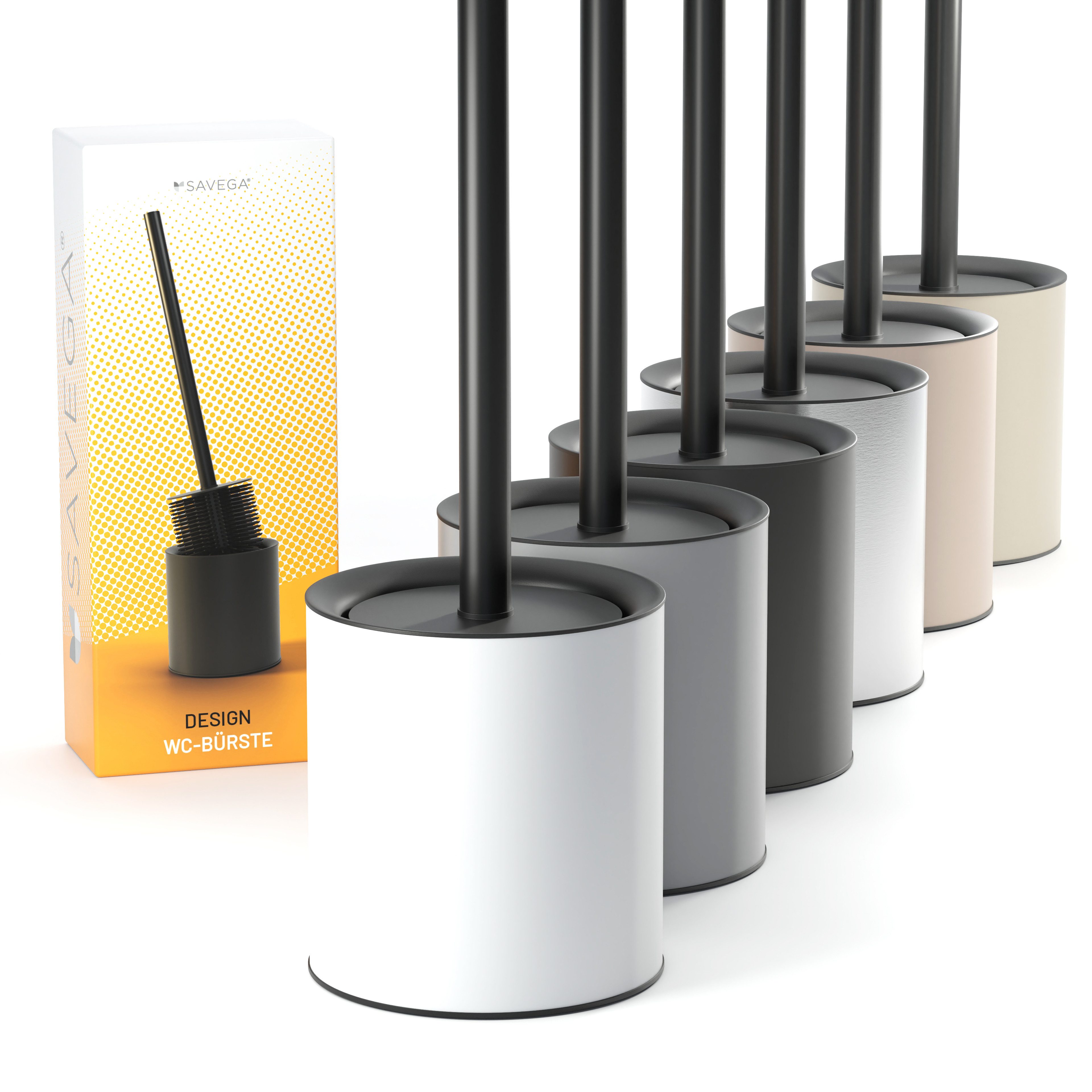 SAVEGA WC-Reinigungsbürste SAVEGA - Klobürste Silikon Edelstahl, Gästewc, Toiletten, Badezimmer, (Packung, 2-tlg), hygienische Silikonborsten, schnelltrocknend,wasserabweisend